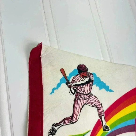 Vintage Phillies Baseball Pennant RARE Veteran's Stadium Rainbow 1970s HTF - Picture 5 of 12